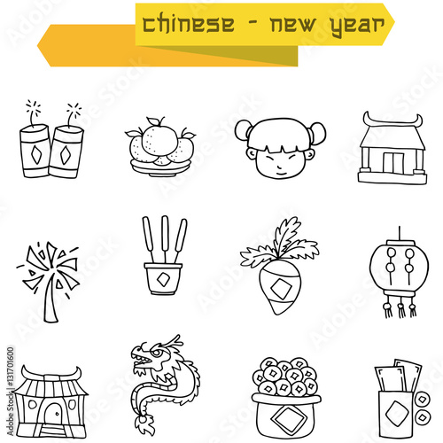 Icon of Chinese with hand draw