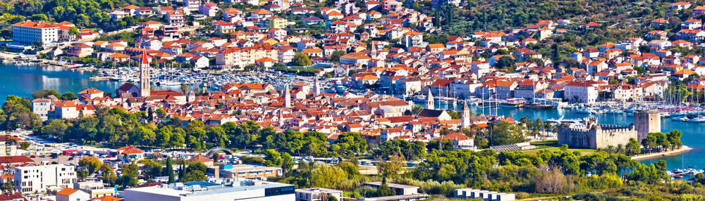 Old UNESCO town Trogir aerial panorama