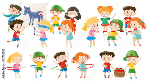 Kids playing different games