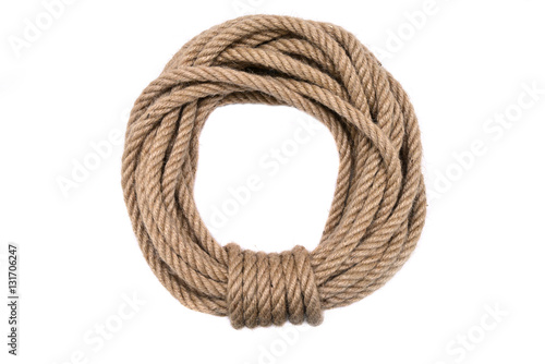 Rope circle neatly folded. Rope for climbing.