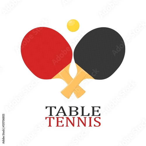 Two rackets for playing table tennis or ping-pong vector isolated on white background.
