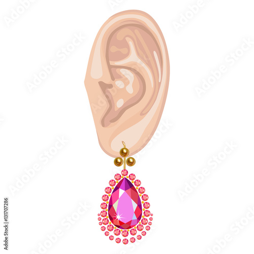 Human ear & hanging earring