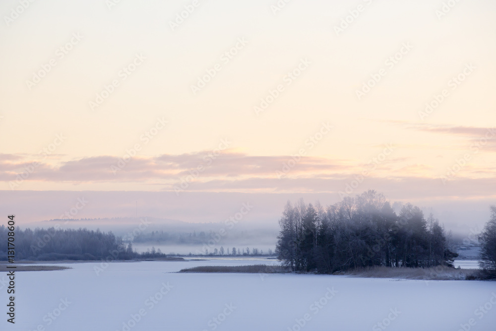 Winter morning with fog. Winter morning with fog.
