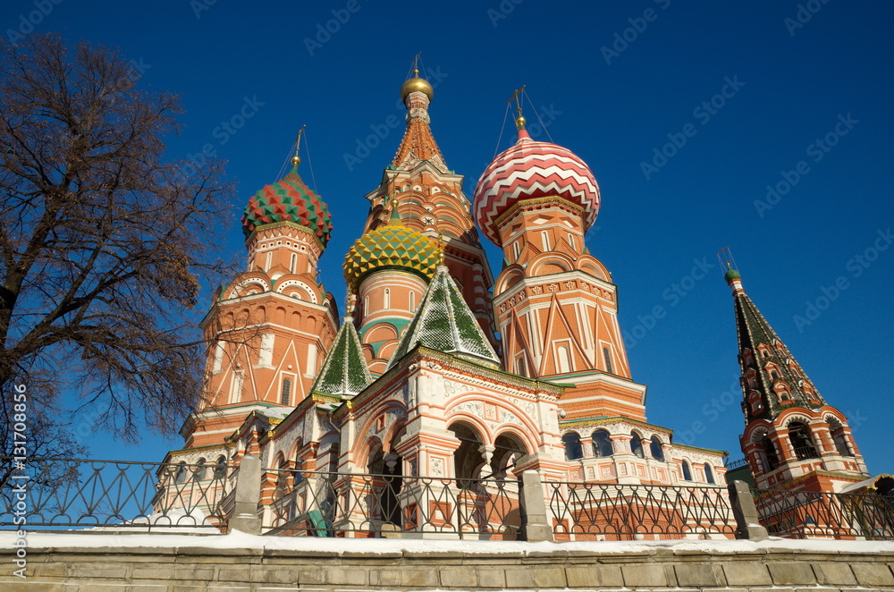 Moscow, Russia - 7 December 2016: The Cathedral of the Intercession of the blessed virgin on the Moat, Temple of Basil the blessed, on Red square