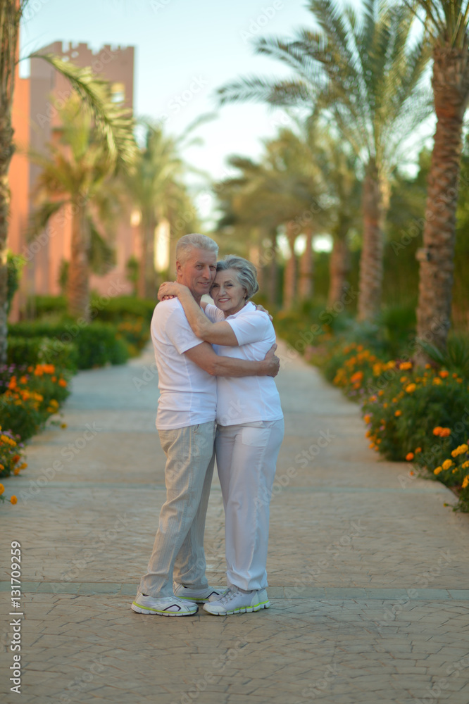 Fototapeta premium Senior couple near hotel resort