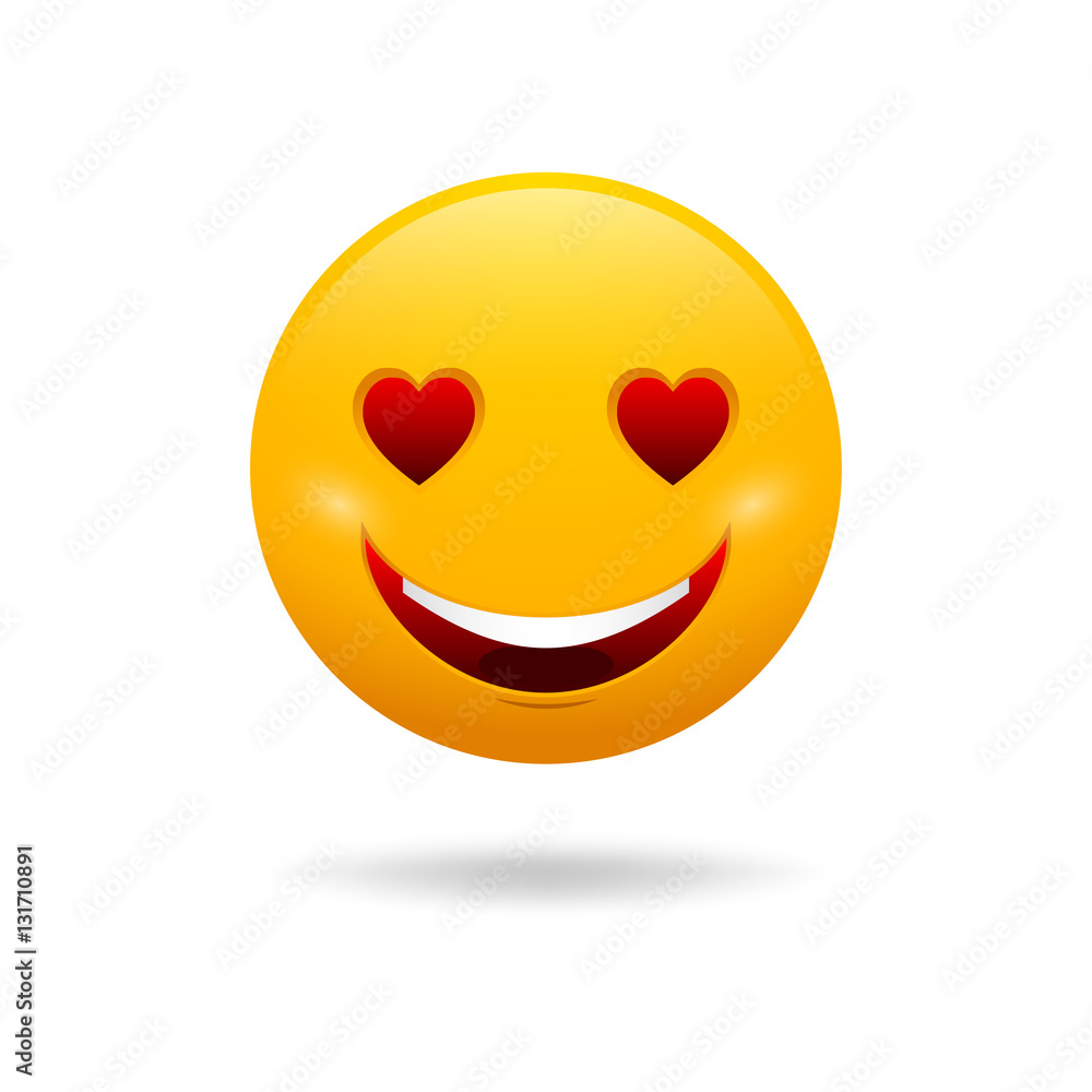 Vector cute feeling in love emoticon isolated on white background.