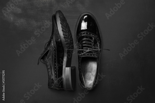 women shoes on wooden background