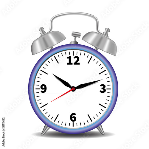 Vectora cartoon alarm blue clock. isolated on white photo