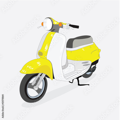 retro scooter isolated from the background, drawn in perspective, vector