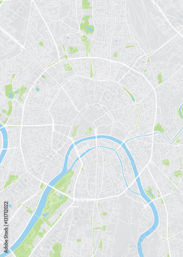 Colored plan map of Moscow, aerial view