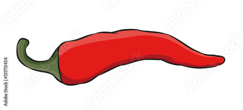 Vector illustration of an isolated hot and spicy red chili pepper in simple and flat comic / cartoon style