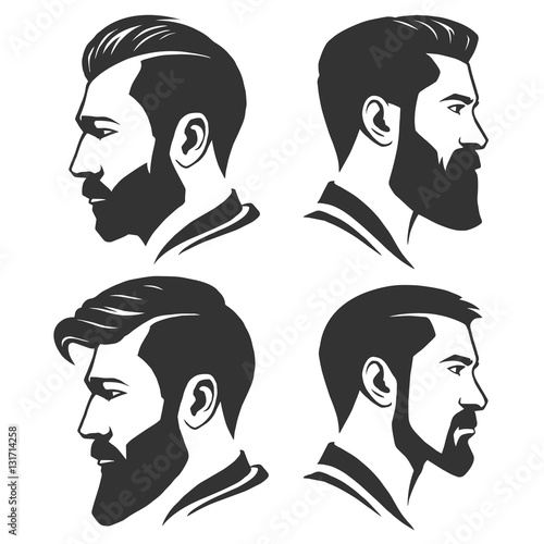 Man with beard variations silhouette