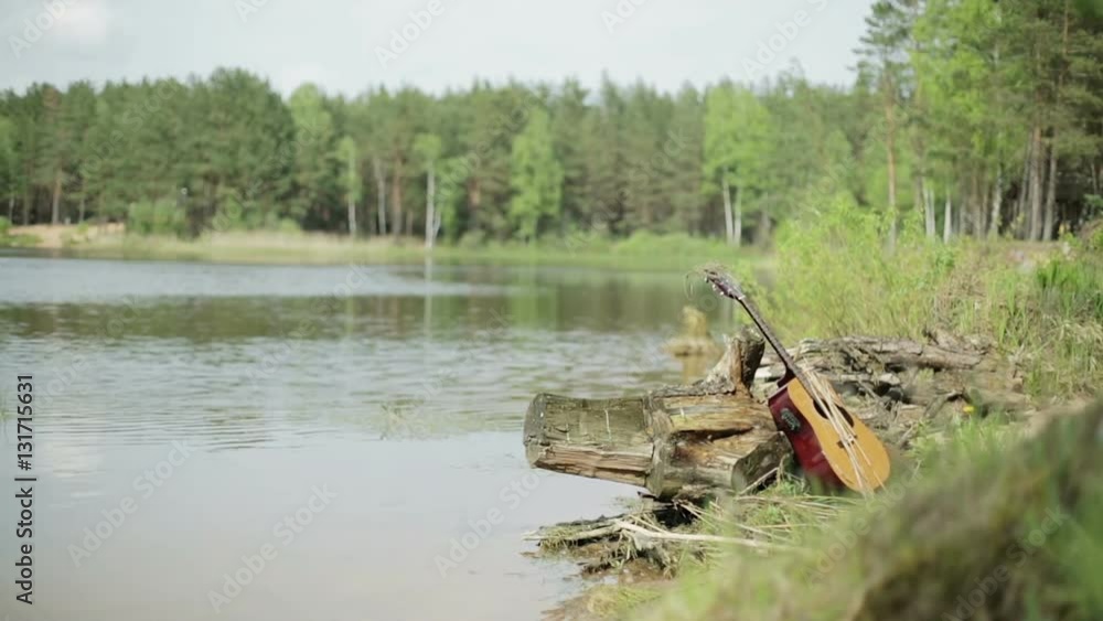 Summer Lake. Green leaves on the trees. Summer Lake. Green leaves on the trees.