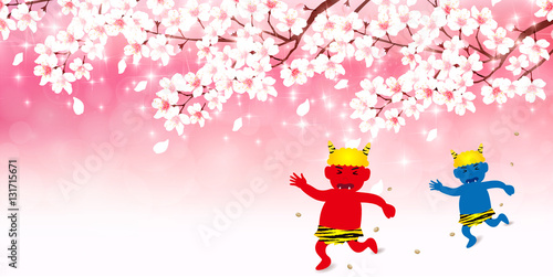 節分　鬼　豆　背景