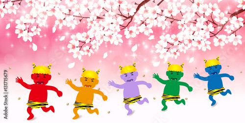 節分　鬼　豆　背景