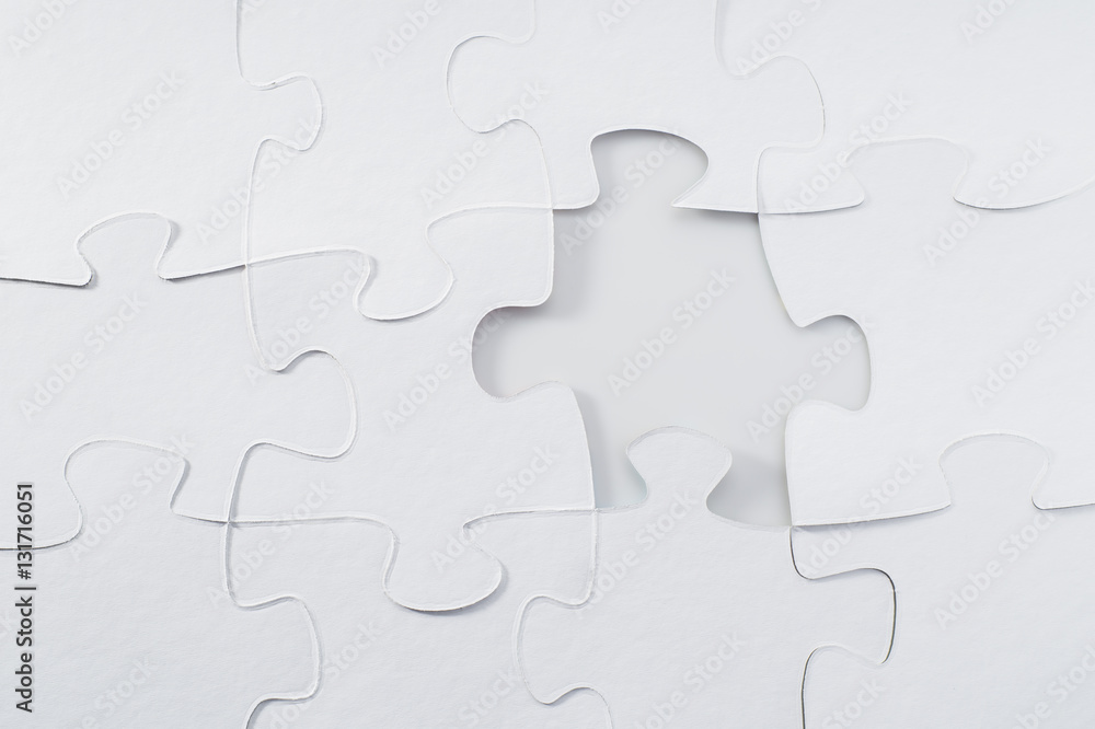 White jigsaw puzzle on white background. Blank puzzles, mock up. White jigsaw puzzle on white background. Blank puzzles, mock up.