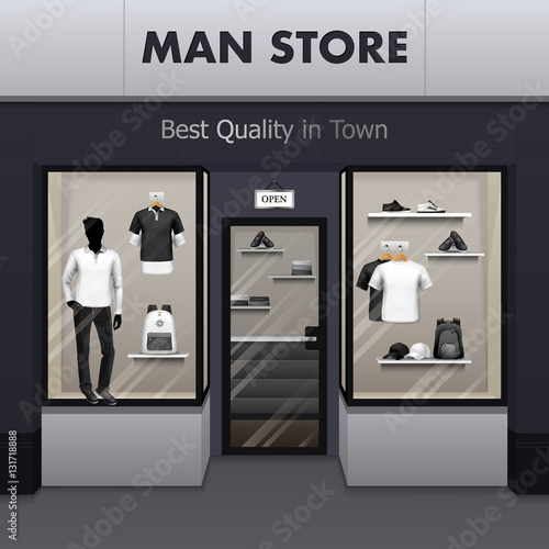 Man Sportswear Store Realistic Street View 