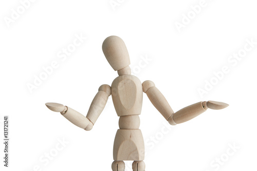 Wooden mannequin with uncertain pose
