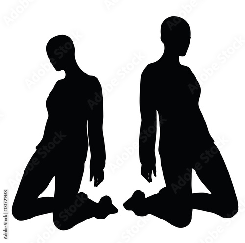 woman in sorrowful pose on white background