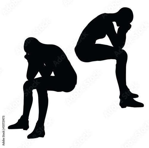 woman in sorrowful pose on white background