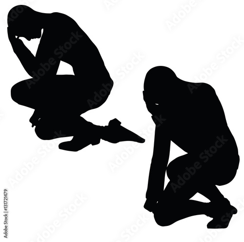 woman in sorrowful pose on white background