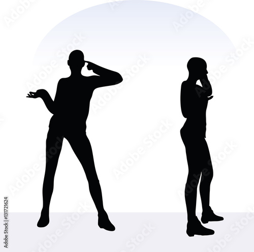 woman in angry pose on white background