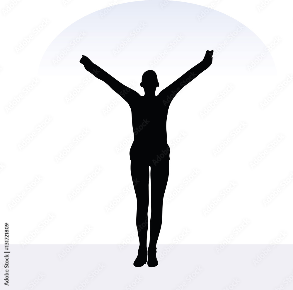 woman in happy pose on white background woman in happy pose on white background