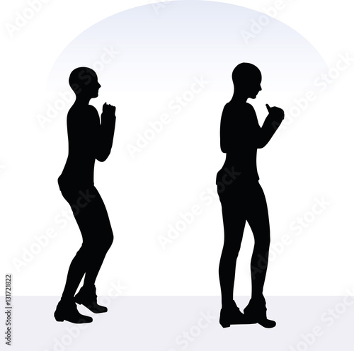 woman in happy pose on white background