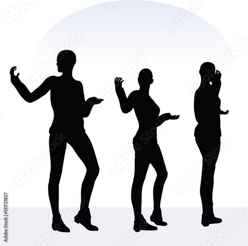 woman in happy pose on white background