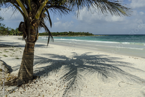 sight of the idyllic beach of Xpu-Ha in the Mexican Caribbean sea, Quintana Roo, Mexico