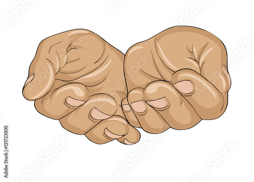 Gesture open palms. Hands gives or receives. Vector illustration