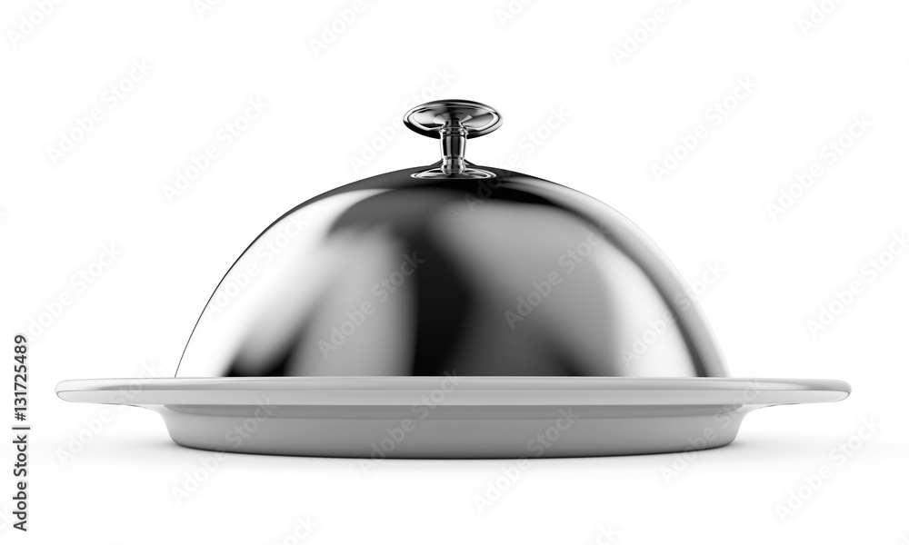 Obraz premium Cloche on plate isolated on white 3d render