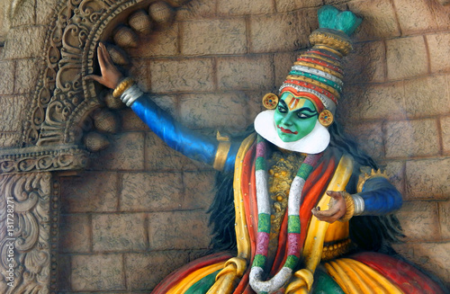 Indian kerala traditional Kathakali dancer Wall art on Flyover ,Hyderabad,India photo