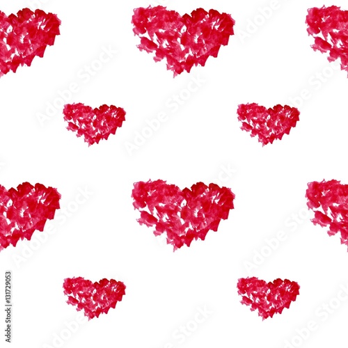 Seamless pattern hand drawn watercolor hearts. Romantic ornament for valentines day.