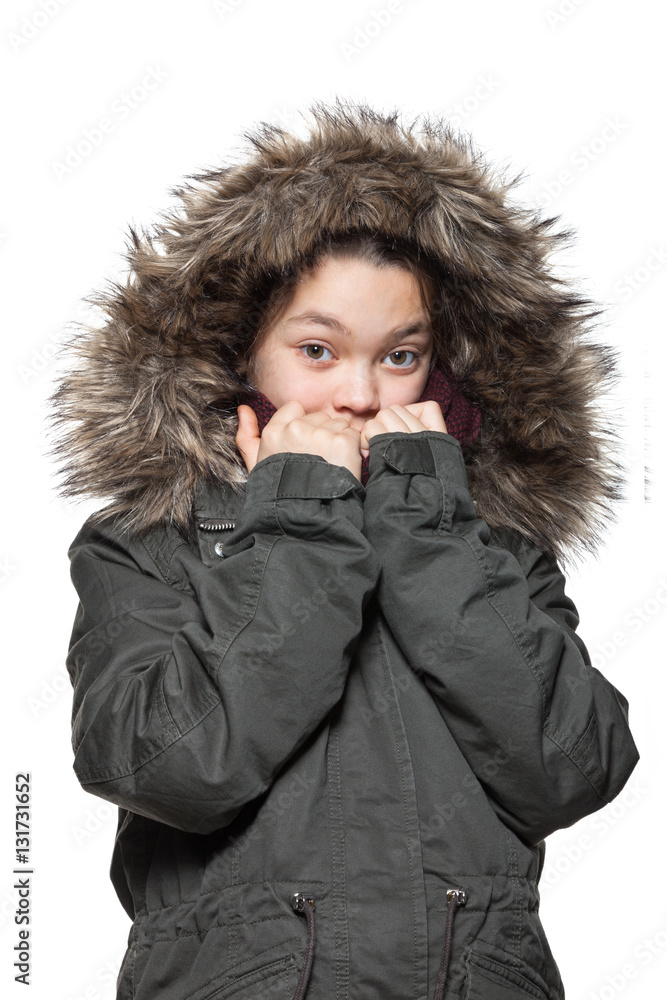 Girl wearing winter coat, portrait Girl wearing winter coat, portrait