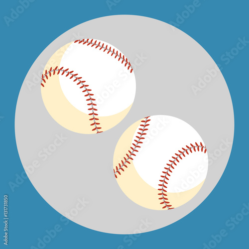 Baseball ball icon. Two white balls on a blue background. Sports Equipment. Vector Illustration.