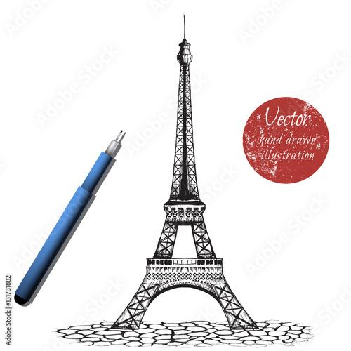 eiffel tower on white background