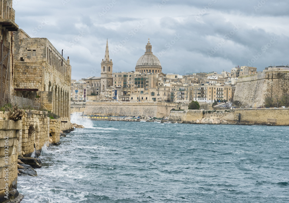 View toward the historic city of Valletta, Malta