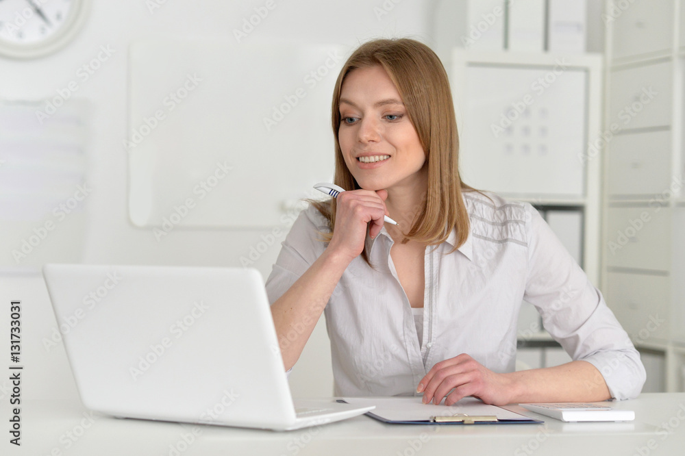 Young attractive businesswoman with laptop Young attractive businesswoman with laptop