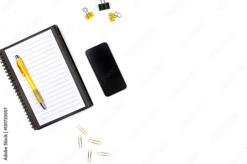 Office table. Flat lay, top view Office table. Flat lay, top view
