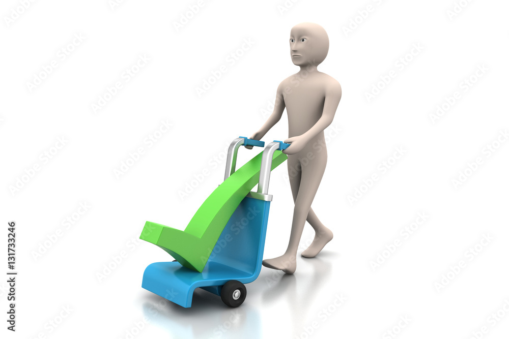 man with trolley for delivering right mark man with trolley for delivering right mark