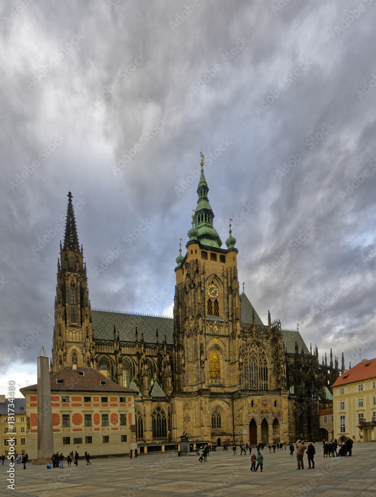 View of the St. Vitus Cathedral captured from a distance
