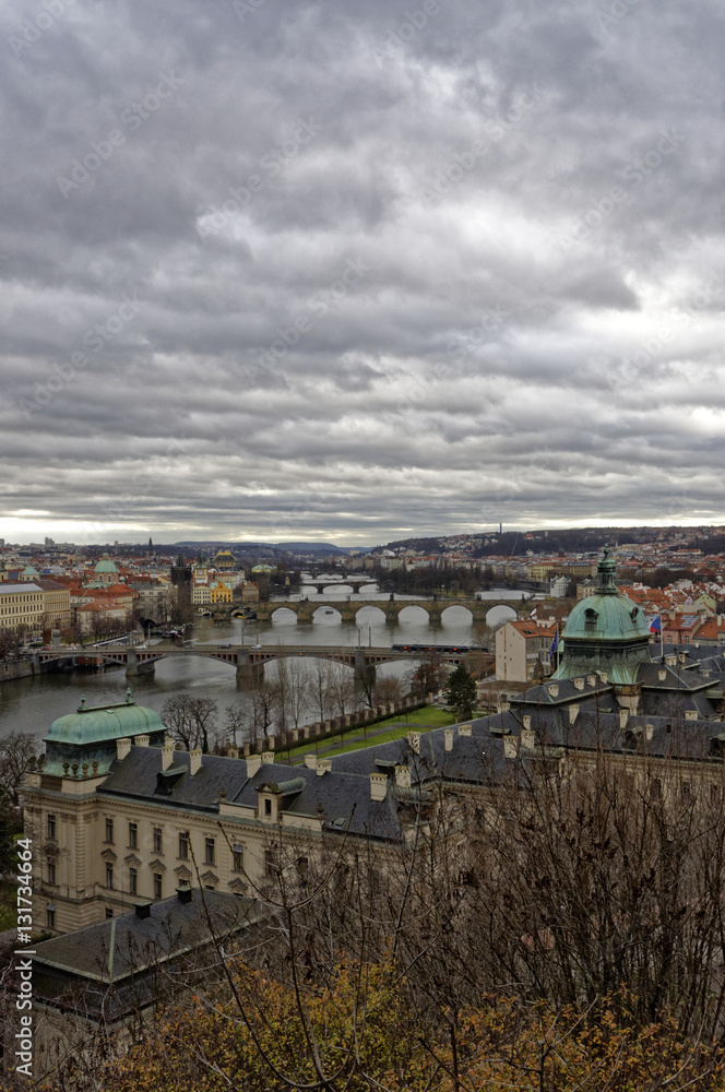 Vertical shot of a city in Czech Republic