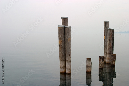 attracco barche lago di garda lazize veneto photo