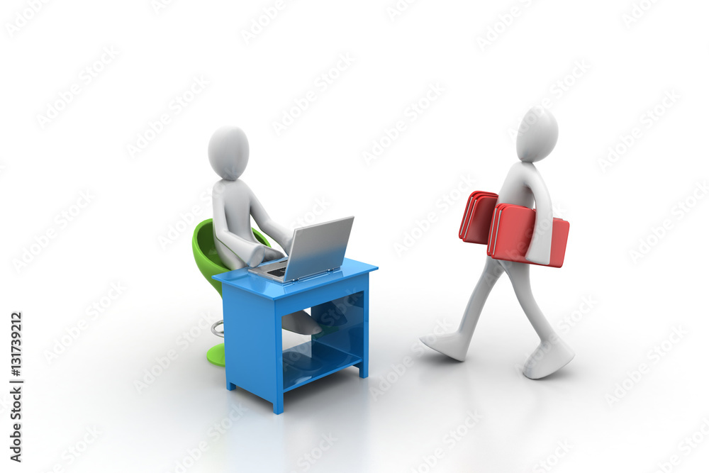 3d people carrying the file folder in office 3d people carrying the file folder in office