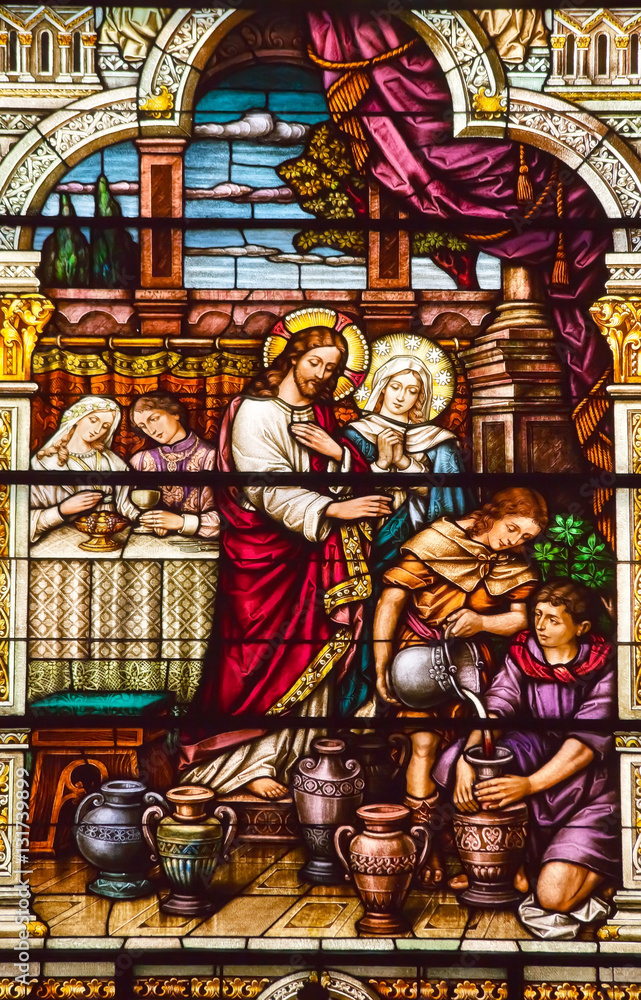 Jesus At Cana Stained Glass Saint Peter Paul Catholic Church San