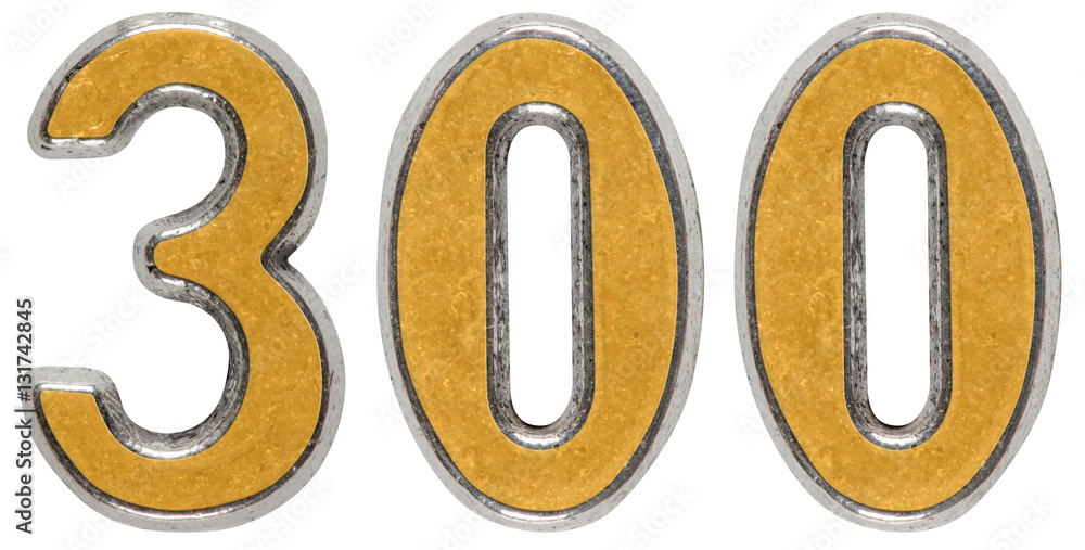 Metal numeral 300, three hundred, isolated on white background Metal numeral 300, three hundred, isolated on white background