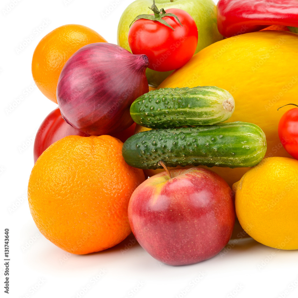 fruits and vegetables isolated on white background fruits and vegetables isolated on white background