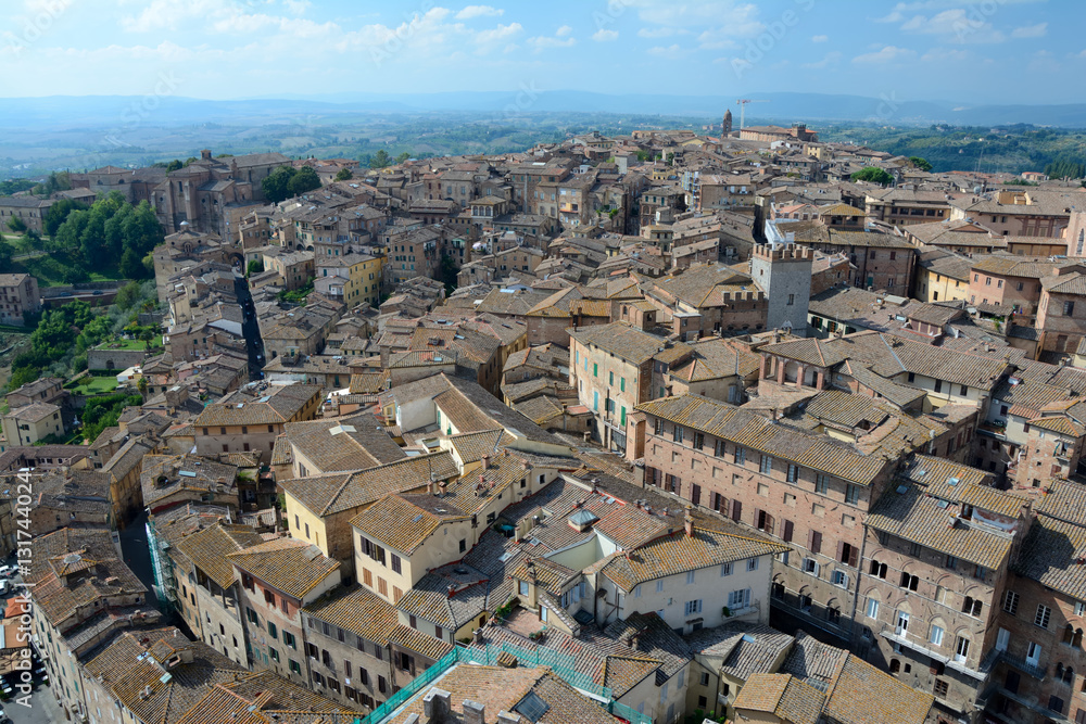 Aerial view of Siena city in Tuscany, Italy.