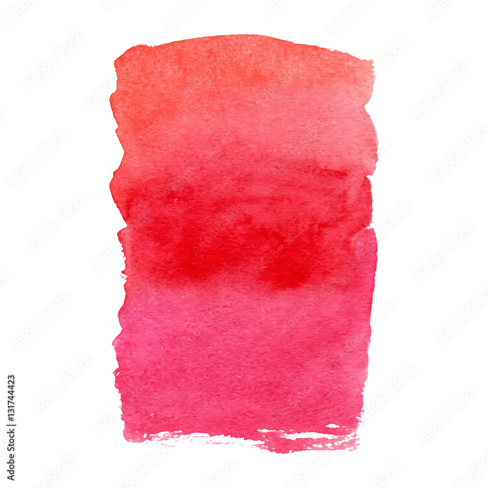 Red watercolor hand drawn element. Vector background.